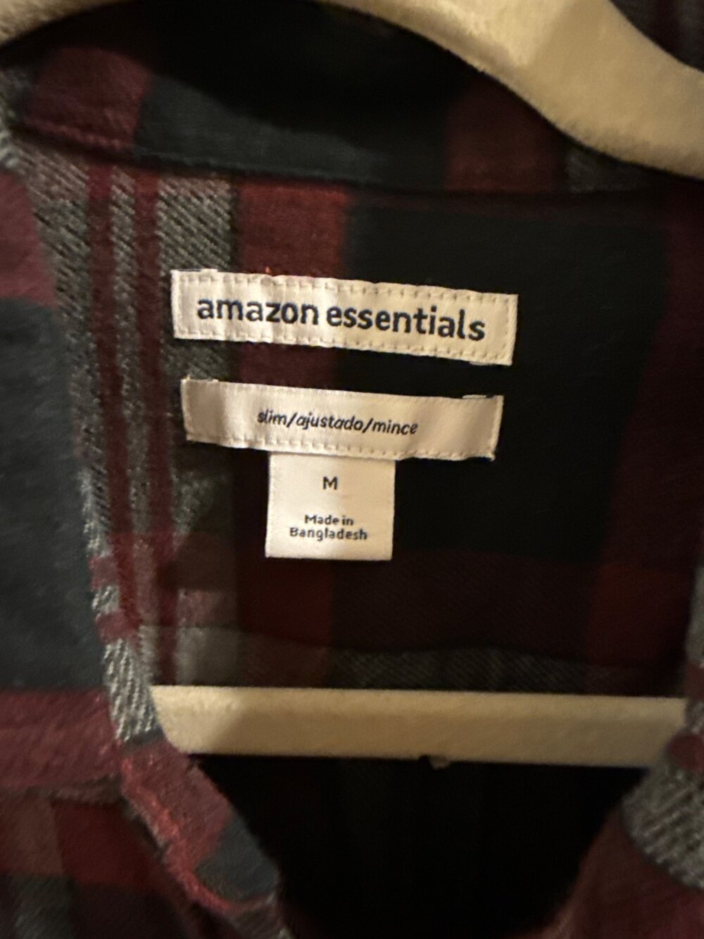 NEW with tags, Amazon Essentials Plaid Flannel Button Up Shirt Red Black Size M - Picture 2 of 6